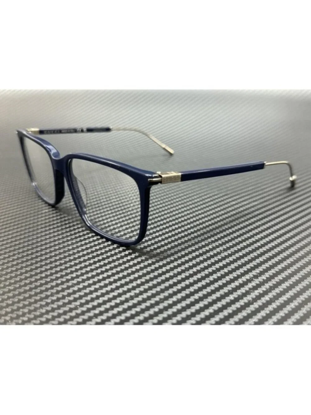New Gucci Men Blue Ruthenium Eyeglasses 56-16-145